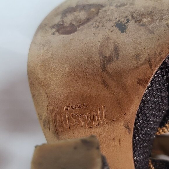 Jerome C. Rousseau Daho Cheetah Woven Platform Heels Size 37.5/ 7.5 - Picture 3 of 11